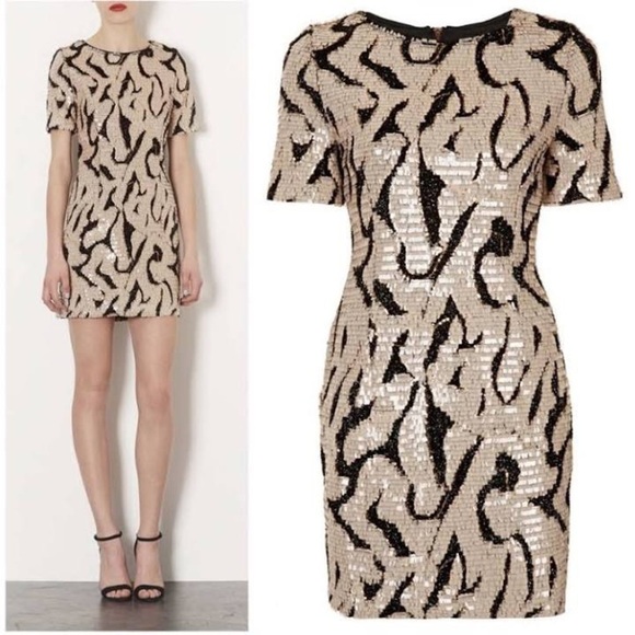 Topshop sequin and tinsel short sleeve dress size 4 - Picture 1 of 10